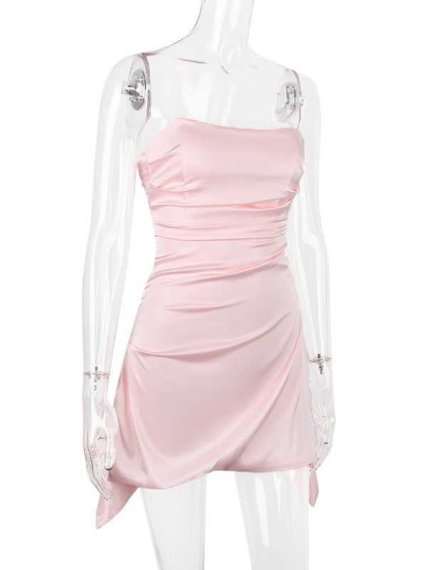 Satin Draped Tube Mini Dress