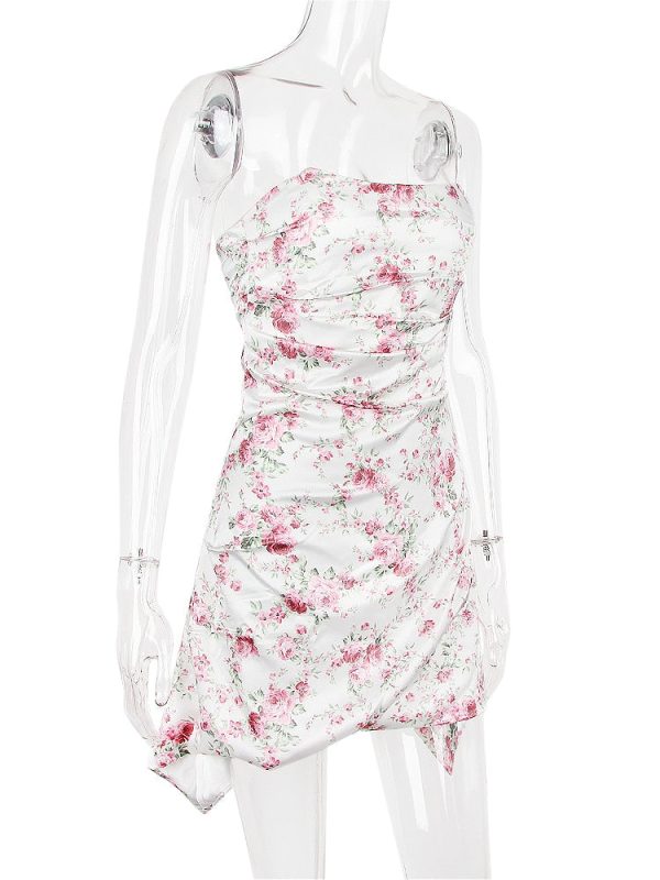Satin Draped Tube Mini Dress