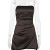 Satin Draped Tube Mini Dress
