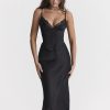 Satin Lace Trim Corset Midi Dress Satin Lace Trim Corset Midi Dress