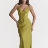 Satin Lace Trim Corset Midi Dress Satin Lace Trim Corset Midi Dress