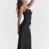 Satin Lace Trim Corset Midi Dress Satin Lace Trim Corset Midi Dress