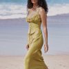 Satin Lace Trim Corset Midi Dress Satin Lace Trim Corset Midi Dress