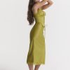 Satin Lace Trim Corset Midi Dress Satin Lace Trim Corset Midi Dress