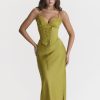 Satin Lace Trim Corset Midi Dress Satin Lace Trim Corset Midi Dress