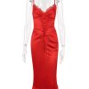 Satin Lace Trim Corset Midi Dress Satin Lace Trim Corset Midi Dress