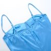 Satin Spaghetti Strap Sleeveless Backless Midi Dresses