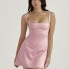 Satin Square Neck Strap Mini Dress