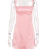 Satin Square Neck Strap Mini Dress