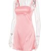 Satin Square Neck Strap Mini Dress