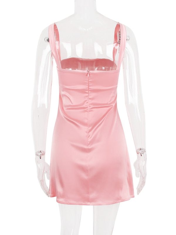 Satin Square Neck Strap Mini Dress