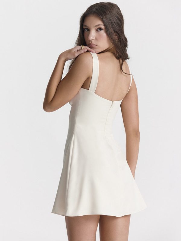 Satin Square Neck Strap Mini Dress