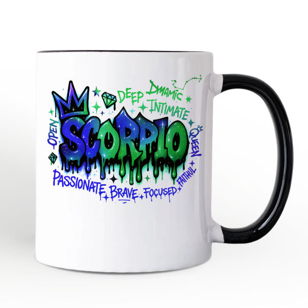 Scorpio Graffiti Zodiac Personalized Mug, Street Style Astrology Horoscope Gift with Custom Name Scorpio Graffiti Zodiac Personalized Mug, Street Style Astrology Horoscope Gift with Custom Name