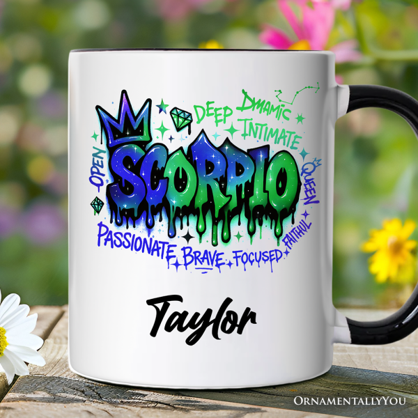 Scorpio Graffiti Zodiac Personalized Mug, Street Style Astrology Horoscope Gift with Custom Name Scorpio Graffiti Zodiac Personalized Mug, Street Style Astrology Horoscope Gift with Custom Name