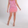 Sequin V Neck Feather Trim Mini Dress