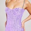Sequin Diamante Strap Sweetheart Neck Bodycon Midi Dress