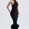 Sexy High Neck Sleeveless Bodycon Ruffle Cocktail Party Midi Dress - Black Sexy High Neck Sleeveless Bodycon Ruffle Cocktail Party Midi Dress - Black