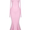 Sexy Sweetheart Chain Strap Bandage Fishtail Cocktail Party Midi Dress - Pink Sexy Sweetheart Chain Strap Bandage Fishtail Cocktail Party Midi Dress - Pink