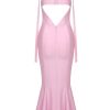 Sexy Sweetheart Chain Strap Bandage Fishtail Cocktail Party Midi Dress - Pink Sexy Sweetheart Chain Strap Bandage Fishtail Cocktail Party Midi Dress - Pink