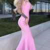 Sexy Sweetheart Chain Strap Bandage Fishtail Cocktail Party Midi Dress - Pink Sexy Sweetheart Chain Strap Bandage Fishtail Cocktail Party Midi Dress - Pink
