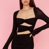Sexy Sweetheart Long Sleeve Ruched Cutout Club Mini Dress - Black Sexy Sweetheart Long Sleeve Ruched Cutout Club Mini Dress - Black