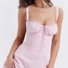 Sexy Tie Front Lace Up Back Fit & Flare Corset Mini Sundress - Light Pink Sexy Tie Front Lace Up Back Fit & Flare Corset Mini Sundress - Light Pink