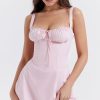 Sexy Tie Front Lace Up Back Fit & Flare Corset Mini Sundress - Light Pink Sexy Tie Front Lace Up Back Fit & Flare Corset Mini Sundress - Light Pink