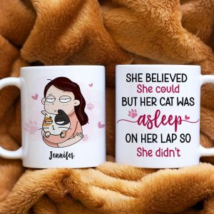 She Believed She Could, Gift For Cat Lover, Personalized Mug, Cat Mom Mug, Anniversary Gift