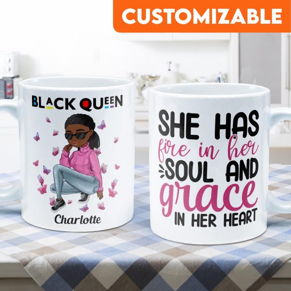 She Has Fire In Her Soul - Personalized Mug - Birthday Gift For Sista, Black Woman - Sassy Girls She Has Fire In Her Soul - Personalized Mug - Birthday Gift For Sista, Black Woman - Sassy Girls