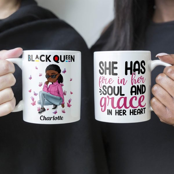 She Has Fire In Her Soul - Personalized Mug - Birthday Gift For Sista, Black Woman - Sassy Girls She Has Fire In Her Soul - Personalized Mug - Birthday Gift For Sista, Black Woman - Sassy Girls
