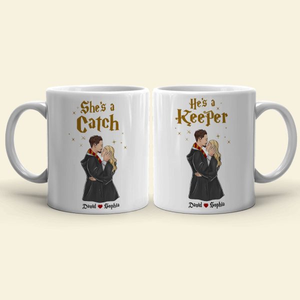 She's A Catch, He's A Keeper, Gift For Couple. Personalized Mug, Wizard Couple Mug, Couple Gift 06HTTI180723TM She's A Catch, He's A Keeper, Gift For Couple. Personalized Mug, Wizard Couple Mug, Couple Gift 06HTTI180723TM