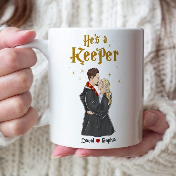 She's A Catch, He's A Keeper, Gift For Couple. Personalized Mug, Wizard Couple Mug, Couple Gift 06HTTI180723TM She's A Catch, He's A Keeper, Gift For Couple. Personalized Mug, Wizard Couple Mug, Couple Gift 06HTTI180723TM