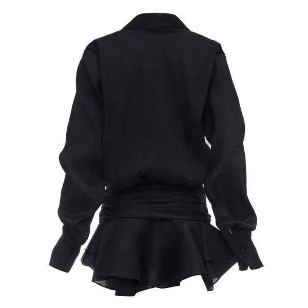 Shirt Lose Long Sleeve Frill Micro Mini Dress Shirt Lose Long Sleeve Frill Micro Mini Dress