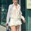 Shirt Lose Long Sleeve Frill Micro Mini Dress Shirt Lose Long Sleeve Frill Micro Mini Dress