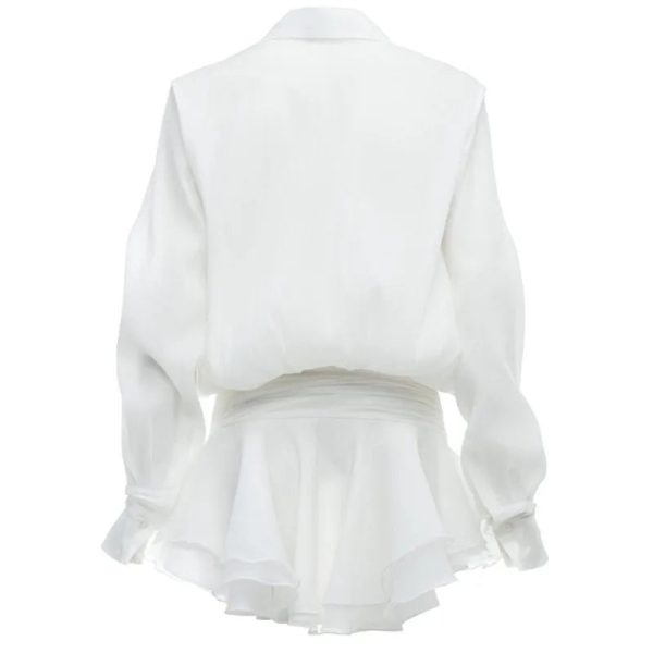 Shirt Lose Long Sleeve Frill Micro Mini Dress Shirt Lose Long Sleeve Frill Micro Mini Dress