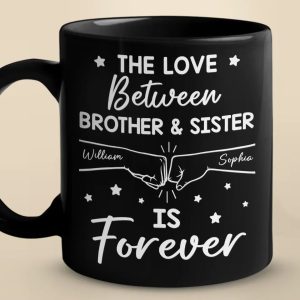 Siblings By Birth, Best Friends By Choice - Family Personalized Custom Black Mug - Gift For Family Members, Siblings, Brothers, Sisters