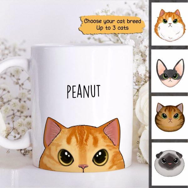 Simple Fluffy Cat Half Face Gift For Cat Lover Personalized Mug Simple Fluffy Cat Half Face Gift For Cat Lover Personalized Mug