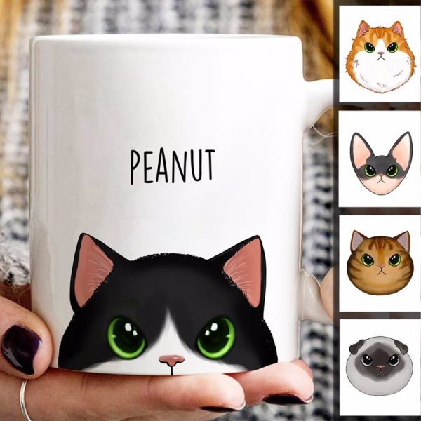 Simple Fluffy Cat Half Face Gift For Cat Lover Personalized Mug Simple Fluffy Cat Half Face Gift For Cat Lover Personalized Mug