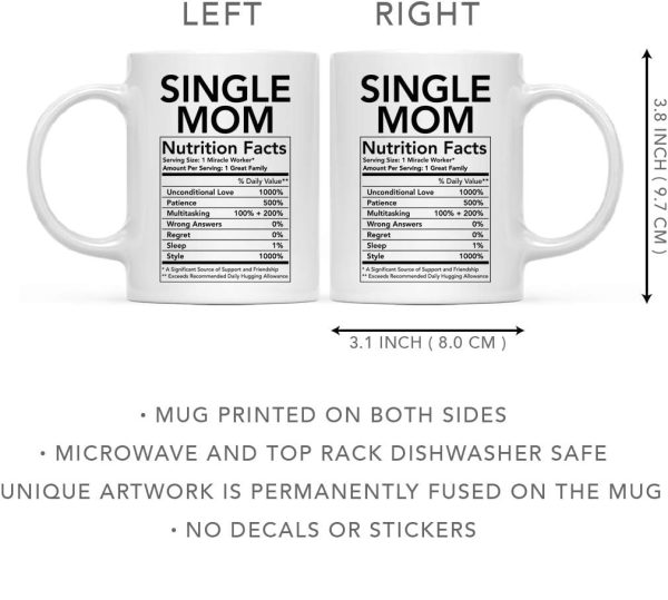 Single Mom Nutritional Facts Coffee Mug Funny Gift for Single Mom Single Mom Nutritional Facts Coffee Mug Funny Gift for Single Mom