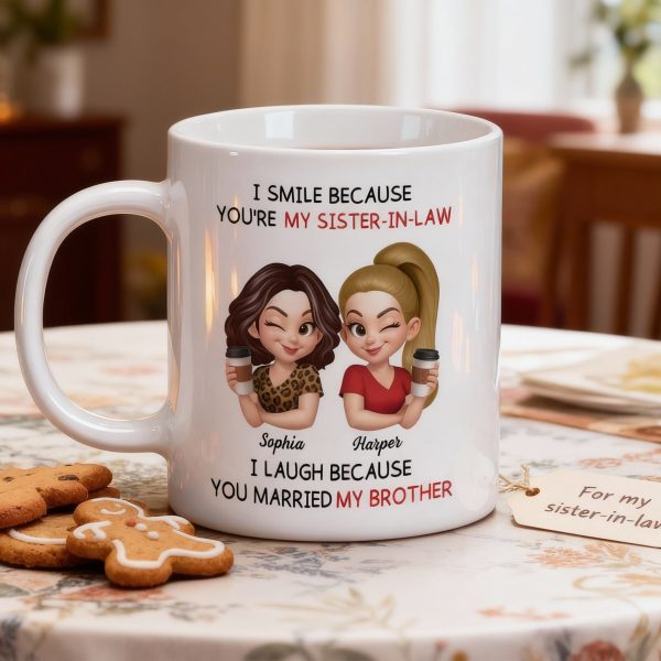 Sister-in-Law Mug with Cute Cartoon Art, playful coffee joke, cozy morning sips, a unique gift for your sister-in-law Sister-in-Law Mug with Cute Cartoon Art, playful coffee joke, cozy morning sips, a unique gift for your sister-in-law