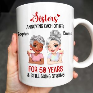 Sisters Annoying Each Other & Still Going Strong - Personalized Custom Coffee Mug - FAM769_MG