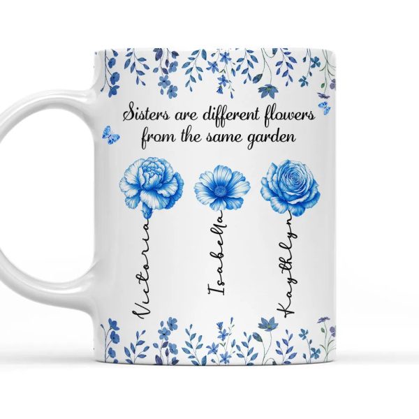 Sisters Are Different Flowers Toile De Jouy Style - Personalized Custom Coffee Mug Sisters Are Different Flowers Toile De Jouy Style - Personalized Custom Coffee Mug