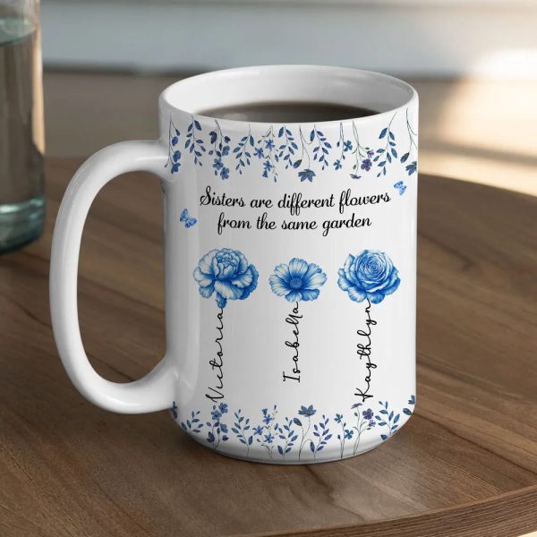 Sisters Are Different Flowers Toile De Jouy Style - Personalized Custom Coffee Mug Sisters Are Different Flowers Toile De Jouy Style - Personalized Custom Coffee Mug