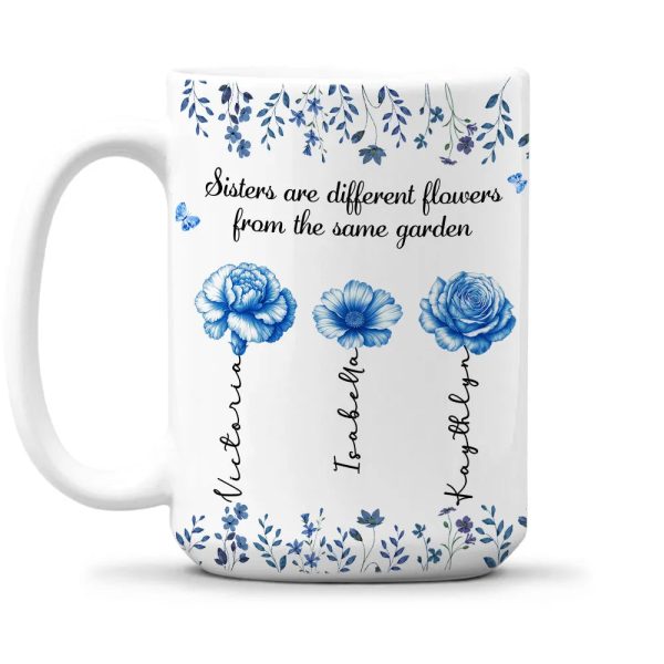 Sisters Are Different Flowers Toile De Jouy Style - Personalized Custom Coffee Mug Sisters Are Different Flowers Toile De Jouy Style - Personalized Custom Coffee Mug