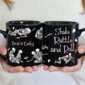 Skeleton Couple, Personalized Couple Black Mug