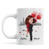 Skyline Doll Couple Hugging Kissing Calendar Anniversary Date Personalized Mug Skyline Doll Couple Hugging Kissing Calendar Anniversary Date Personalized Mug