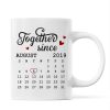 Skyline Doll Couple Hugging Kissing Calendar Anniversary Date Personalized Mug Skyline Doll Couple Hugging Kissing Calendar Anniversary Date Personalized Mug