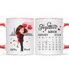 Skyline Doll Couple Hugging Kissing Calendar Anniversary Date Personalized Mug Skyline Doll Couple Hugging Kissing Calendar Anniversary Date Personalized Mug