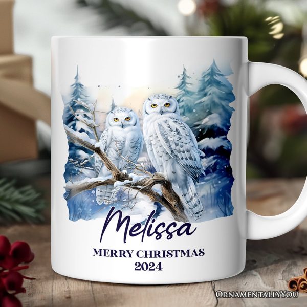 Snowy Owl Personalized Mug, Grand Arctic Majesty Christmas Gift With Custom Name and Date Snowy Owl Personalized Mug, Grand Arctic Majesty Christmas Gift With Custom Name and Date