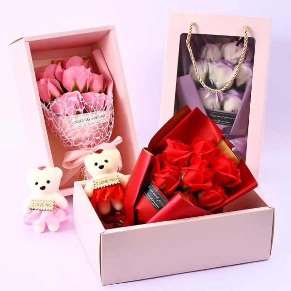 Soap Rose Bouquet with Teddy Bear Gift Box Soap Rose Bouquet with Teddy Bear Gift Box
